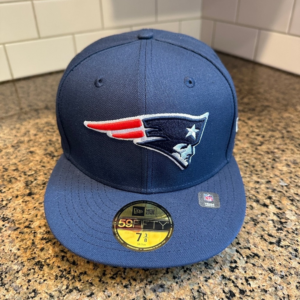 New England Patriots New Era 59FIFTY Fitted Baseball Cap Men's 7 3/8 NFL Navy